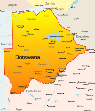 map of botswana africa