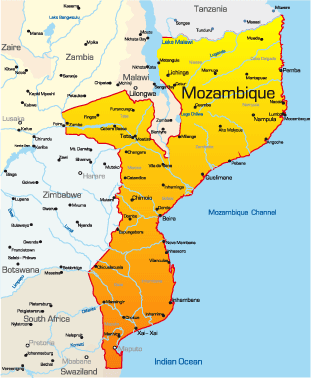 map of mozambique africa