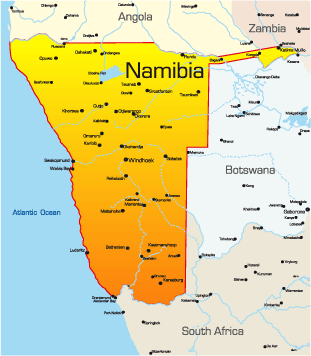 map of namibia africa