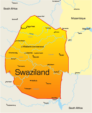 map of swaziland africa