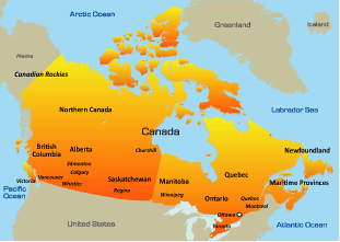 map of canada america