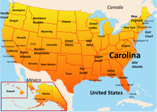 map of carolina america