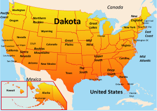 map of dakota america