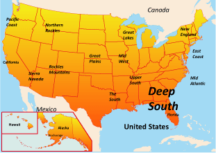 map of deep south america