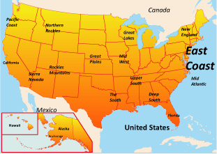 map of east coast america