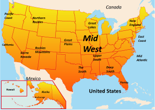 map of mid west america