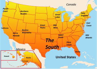 map of american south america
