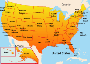 map of usa america