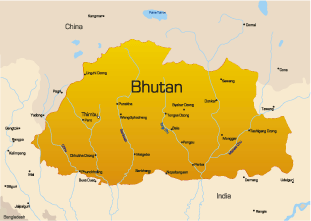 map of bhutan asia