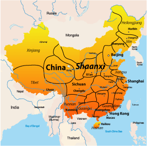 map of central china asia