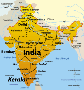 map of kerala asia
