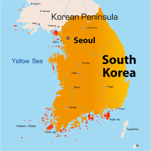 map of south korea asia