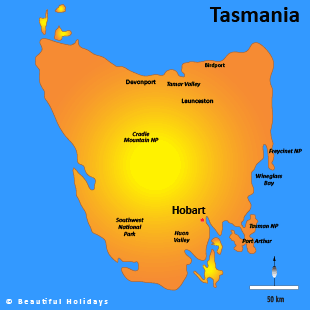 map of hobart tasmania