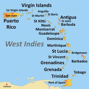 map of trinidad tobago west indies