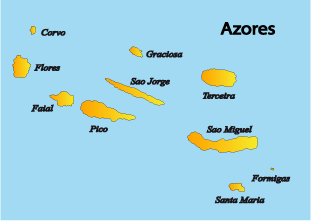 map of azores europe