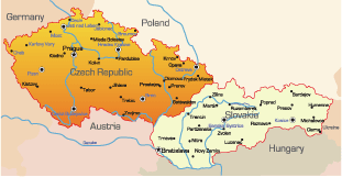 map of czech republic europe