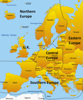 map of central europe showing tourist highlights