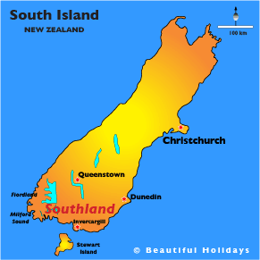 map of southland in new zealand