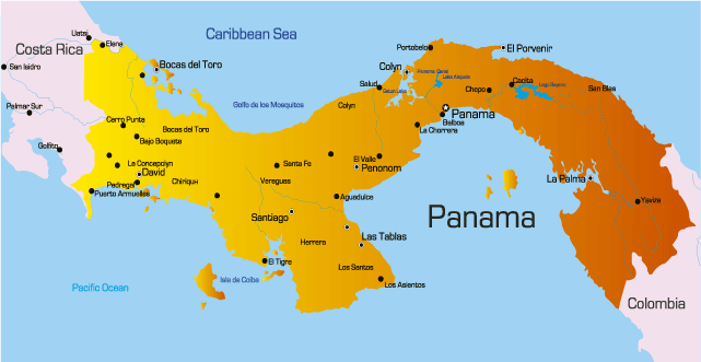 Panama Map Showing Attractions & Accommodation