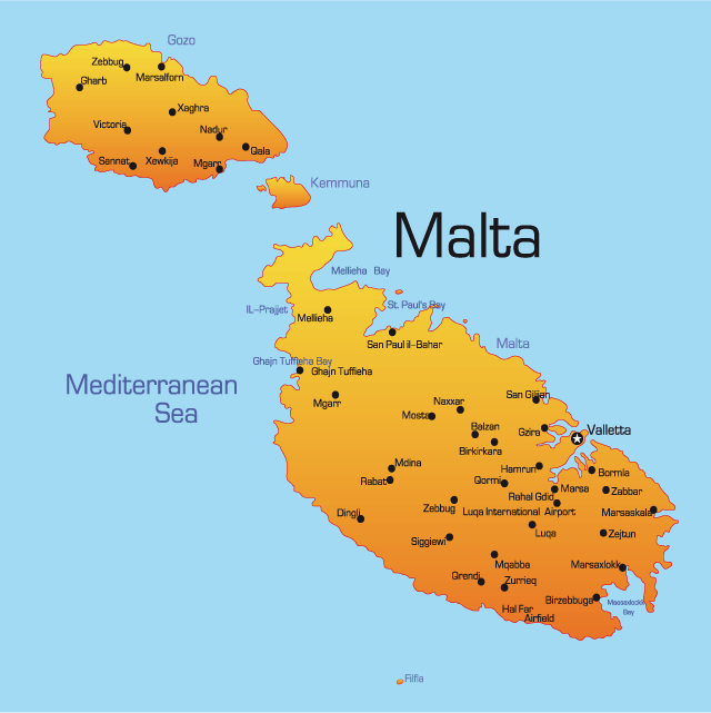 Malta Map Showing Attractions & Accommodation