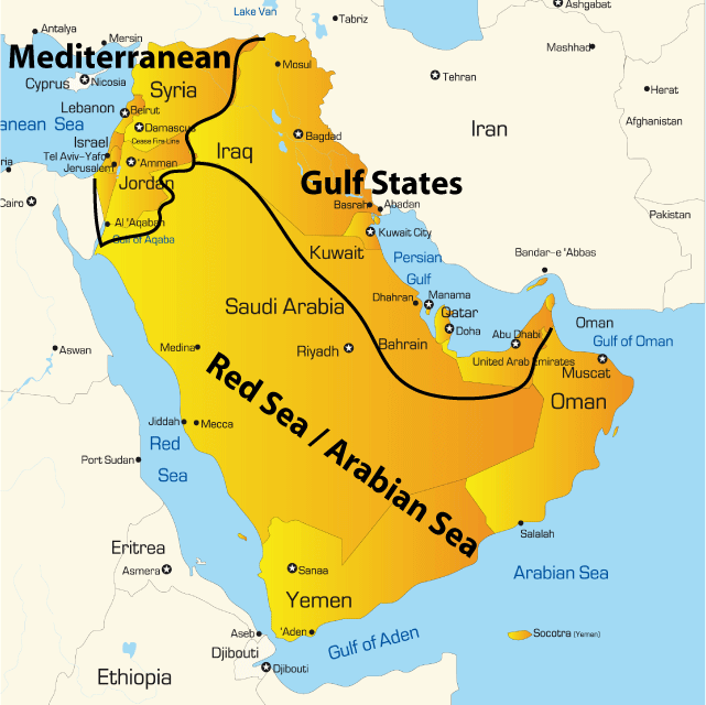 Red Sea Middle East Map